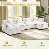 149.2" Modular Sectional Sofa,U Shaped Couch for Living Room,Modern Deep Seat Sofa 3 Seater Chenille Fabric Comfy Cloud Couches with Throw Pillows & Movable Ottoman Hanherry