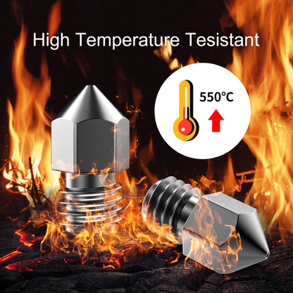 Tungsten Carbide 3D Printer MK8 Extruder Nozzle, High Temperature Printing, Super Wear Resistant, 0.4mm/1.75mm