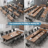 Conference Room Table, 6 Pack Conference Table Commercial Folding Table, Business Style Flip Top Mobile Training Table Rolling Seminar Meeting Table with Caster Wheels, Boardroom table(6PCS 160*60*75) bbyekctc
