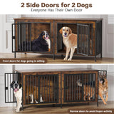 EasyCom 78 Inch Dog Cage Furniture for 2 Dogs, Extra Large Double Dog Crate Furniture Large Breed, XXL Thick Wooden Dog Crate Furniture TV Stand, Sturdy Dog Kennel Furniture Dog Crate with Divider EasyCom
