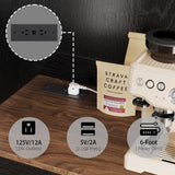 71" Tall 4-Door Kitchen Pantry Cabinet with Built-in Power Outlet- Freestanding Storage Hutch, Large Microwave Cabinet, Modern Farmhouse Design (Black) Oxirth