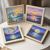 UPINS 4 Pack Diamond Art Paintings，6 x 6 Inch Landscape Paint by Numbers Kits Mountain Moon Lake Diamond Art Kits for Adults Kids Beginners 5D Art Paintings for Home Wall Decor Gifts UPINS