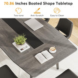 Tribesigns 6FT Conference Table, 70.86L x 35.43W x 29.52H Inches Boat Shaped Meeting Table, Industrial Grey Seminar Table for Office Meeting Conference Room (6ft, Grey) Tribesigns