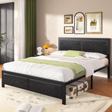 VECELO Full Size Bed Frame with Black Wood Headboard and Footboard, 14 Inch Platform Mattress Foundation, No Box Spring Needed, Heavy Duty Support, Easy Assembly VECELO