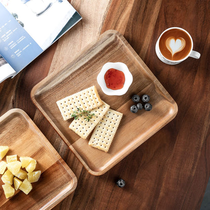 BF BILL.F SINCE 1983 Acacia Wood Rectangular Serving Tray Set of 3, Elegant Farmhouse Style