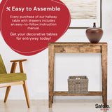 Safdie & Co Rustic Farmhouse Entry Table, Brown Solid Wood Console Table, Use As Doorway Table, Hallway Desk, or Accent Furniture for Decorating Safdie