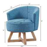 GDFStudio Swivel Barrel Chair Modern Accent Arm Chair Upholstered Linen Round Reading Armchair 360° Swivel Chair with Cross-Shaped Solid Wood Base for Bedroom Office Living Room, Lighe Blue GDFStudio