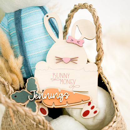 KindlyToys Personalized Easter Basket Tags, Easter Money Holder, Easter Gifts Teens, Easter Basket Stuffers, Easter Bunny Money Holder, Easter Gift Tag MH03 - WoodArtSupply