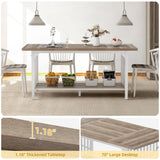 DWVO 70.8" Large Kitchen Dining Table for 6-8 People, Farmhouse Industrial Kitchen Table with Storage, Rectangle Apartment Rustic Dinning Room Dinette Tables for Eating Dinner DWVO