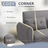 Shintenchi Small Modern Loveseat Couch Sofa, Mid Century Fabric Upholstered 2-Seat Sofa Couch Love Seats Furniture for Small Space,Living Room,Studio,Apartment with 2 Pillows,Light Grey Shintenchi