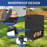 AKEfit 17IN Firewood Log Rack Cover, Waterproof Covers for firewood, Heavy Duty 600D Oxford Outdoor Firewood Storage Cover, Outdoor Log Holder Cover (Log Rack not Included) AKEfit