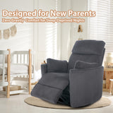 GNMLP2020 Power Swivel Glider Rocking Recliner Nursery Chair, Corduroy Rocker Recliner with USB, 2 Pillows, Barrel Armchair Single Sofa for Living Room Bedroom, Dark Grey GNMLP2020