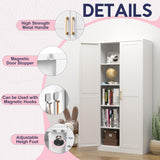 UNICOLY 71" White Storage Cabinet, Metal Pantry Cabinet, Kitchen Pantry Storage Cabinet with Doors and 4 Shelves, Cabinet for Laundry Room, Living Room, Bathroom, Dinning Room. UNICOLY