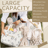 Bulyoou 2 Pcs Crochet Bag and Tote Set Corduroy Yarn Crochet Tote Bag for Hooks Organizer Smile Face Design Yarn Holder for Mother's Day Gift Lovers Knitting Accessories Bulyoou