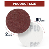 S SATC 100PCS 2 Inch Sanding Disc Hook and Loop Sandpaper 60 Grit Grinder Rotary Tools Attachment Aluminum Oxide Sanding Discs for Woodworking Wood Automotive Metal No-Hole S SATC