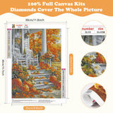SENQAO Autumn Chair Diamond Art Kits for Adults, Fall Pumpkin DIY 5D Diamond Painting Kits Full Drill Diamond Dots Paintings with Diamonds Gem Art and Crafts Home Decor 12x16inch SENQAO