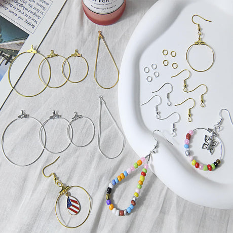 XKCWXY 483Pcs Earring Making Kit with Beading Hoop Earring Finding Component Accessories,Earring Hooks,Jump Rings,Earring Backs for Jewelry Making DIY Craft XKCWXY