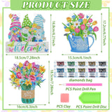 Threehoney 3 Pcs DIY Spring Diamond Painting Wreath Kit Tulip Flower Gnome Diamond Art Hanging Wreath Spring Crystal Painting Ornaments Hanging Sign for Adults Beginners Craft Supplies Threehoney