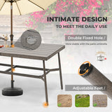 HAPPATIO 9-Piece Patio Table and Chairs Set for 8, Aluminum Outdoor Dining Set with Cushions, 8 Swivel Dining Chairs, 1 Large Rectangular Table with Umbrella Hole for Lawn, Porch, Backyard, Grey HAPPATIO