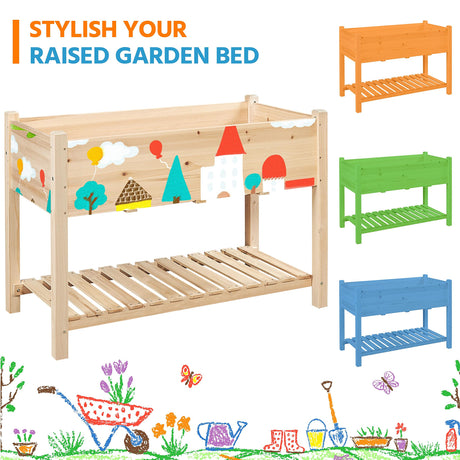 Yaheetech 47x23x32in Wooden Raised Garden Bed with Legs & Storage Shelf Horticulture Wooden Elevated Planter Box Vegetable Growing Bed for Flower/Herb/Backyard/Patio, 2pcs Yaheetech