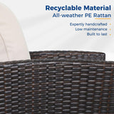 Wisteria Lane All Weather Wicker Patio Couch, 3 Seats Patio Sofa with Thick Cushions, Outdoor Furniture Couch with High Back, Outdoor Patio Sofa for Garden, Backyard, Porch, Beige Wisteria Lane