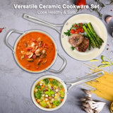 M MELENTA Pots and Pans Set, 7 Piece Nonstick Ceramic Cookware Set, Induction Kitchen Cookware Sets, Pots and Pans Non Stick with Oven Safe Handle, 100% PFOA Free, Blue M MELENTA