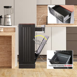 TOLEAD Tilt Out Trash Cabinet,Antique-Style Beadboard Kitchen Island with Solid Wood Tabletop & Drawer, Pet Proof Trash Can, Wood Laundry Cabinet (Single Black) TOLEAD