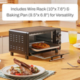 Elite Gourmet ETO490 9L/4 Slice Countertop Toaster Oven with 30-Minute Timer, Adjustable Temperature Control, Includes Baking Pan and Wire Rack, Bake, Broil, Toast, Black Elite Gourmet