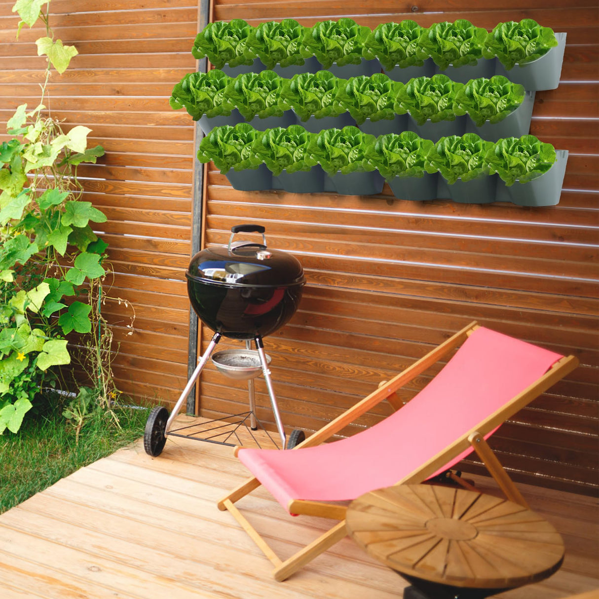 Worth Garden Upgraded 6 Sets (18 Pockets) Self Watering Stackable Vertical Planters - Wall Mounted Plastic Plant Grow Pots for Strawberries Flowers Herbs - Indoor Outdoor Green Wall Decoration (Green) Worth