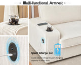 VanAcc Sofa, 89 inch Modern Sofa with USB Charging Ports & Cup Holders, Deep Seat Sofa Couch- Comfy Couch for Living Room (Beige Corduroy) VanAcc