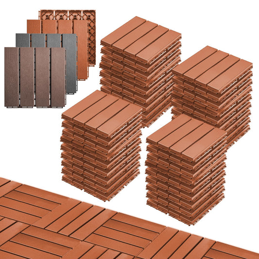 VERNILLA Plastic Interlocking Deck Tiles Outdoor,36 Pcs,12"x12" Patio Tiles Waterproof Outdoor Interlocking All Weather,Deck Tiles for Balcony, Backyard, Indoor and Outdoor use, Brown