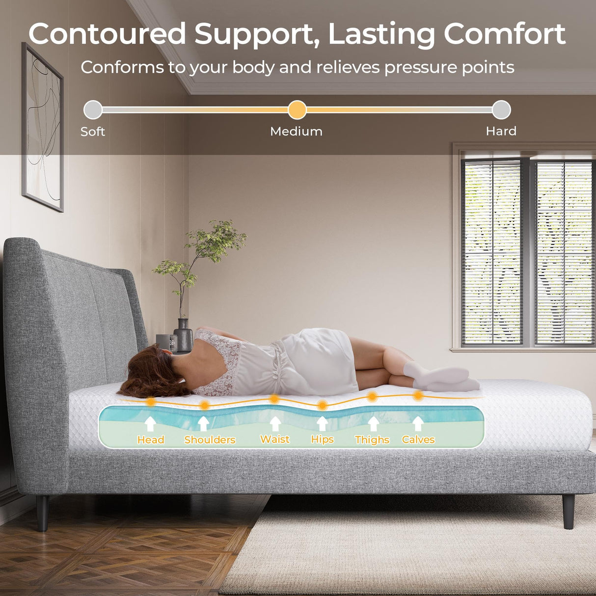 Yaheetech 10 Inch Twin Mattress Cooling Gel Memory Foam Mattress, Green Tea Mattress for Fresher Sleep, Medium Firm, CertiPUR-US Certified, Twin Size Mattress in a Box Yaheetech