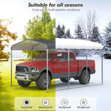 Outdoor Metal Carport, 10x15 Heavy Duty Carport, Car Shelter with Galvanized Metal Roof and Updated Frame, Canopy for Garage, Pickup, Boats and Tractors PhoenixCrest