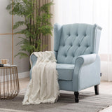 Altrobene Pushback Recliner, Modern Accent Arm Reclining Sofa, Fabric Wingback Chair for Living Room & Bedroom, Light Blue Altrobene