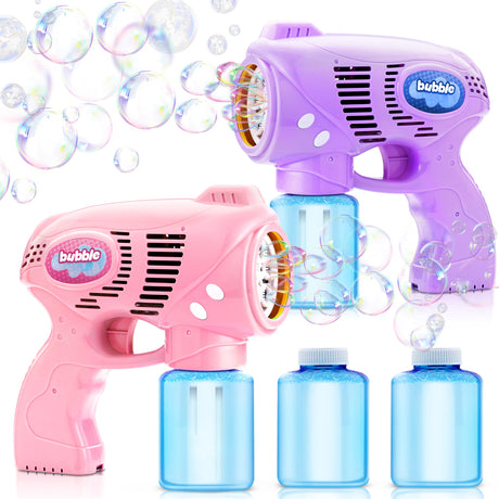 JOYIN 2 Bubble Guns with 2 Bottles Refill Solution, Bubble Machine Gun for Kids, Toddlers, Party Favors, Summer, Outdoors Activity, Wedding, Easter, Birthday Gift JOYIN