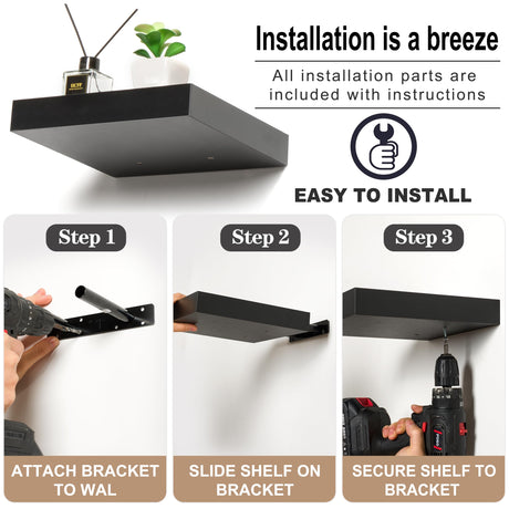 Sorbus Square Floating Shelf for Wall - 4 Small Shelves with Invisible Mounting Brackets for Living Room Decor, Bedroom, Bathroom Decor, Home & Kitchen - 9" Wall Shelf to Display Photos Trophies Sorbus