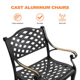 NUU GARDEN 7 Pieces Outdoor Patio Dining Sets, Cast Aluminum Rectangle Patio Table with Umbrella Hole and 6 Bistro Chairs, Armrest Dining Chairs and Bistro Table for Balcony, Backyard, Black NUU GARDEN