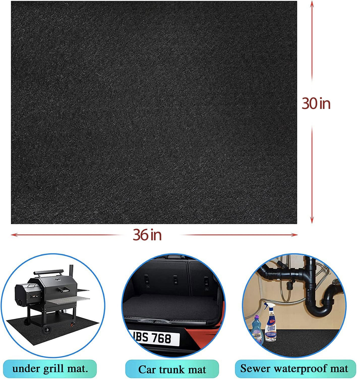 UBeesize 36x30 inch Under Grill Mat,Fireproof Mats for under grill,Grill mats for outdoor grill deck protector,BBQ Mat for Under BBQ,Waterproof,oil-proof and Flame Retardant,Reusable UBeesize