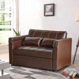 ORRD Convertible Sofa Bed, 3-in-1 Multi-Functional Faux Leather Sleeper Couch Pull-Out Bed, 48'' Loveseat Bed Chaise Lounge with Adjustable Backrest and Hidden Side Table for Living Room, Small Space ORRD