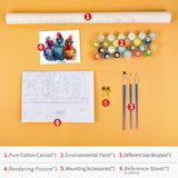 Paint by Numbers for Adults Chickens with Sunglasses Drawing Beginner Paint by Number on Canvas DIY Animal Painting Art Modern Funny Paintwork Decor for Living Room Wall Decoration 16x20 in Rebotipy
