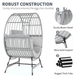 Fancyango Egg Chair Outdoor Indoor, Oversized Rattan Chair with Thicken Cushion, 510LBS Capacity Wicker Patio Lounge Chair, Basket Chair for Living Room Balcony Porch Backyard, Grey/Light Grey Fancyango