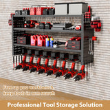 Power Tool Organizer Wall Mount, 4 Layer Heavy Duty Garage organizer Loads 280lbs, Tool Organizers with 8 Drill Hanger, Battery Tools Holder Garage Storage Organization for Workbench, Pegboard, Shed 1R2P3I