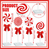 Christmas Wood Tabletop Decor Candy Standing Wooden Table Sign Red Christmas Tiered Tray Decor Rustic Christmas Candy Centerpieces for Xmas Holiday Party Home Kitchen Decor, 4 Pcs Augisteen