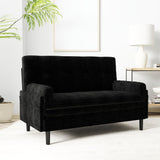 Majnesvon 55" Modern Corduroy Sofa Bed Futon,3-in-1 Convertible Pull Out Sleeper Couch Bed with Adjustable 3 Backrest,Folding Small Loveseat for Living Room Bedroom RV Office (Black) Majnesvon