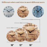 Plumeet Wall Clock, 12'' Frameless Wooden Wall Clocks with Silent Quartz Movement, Rustic Country Village Walnut Clocks Decorative for Kitchen Bedroom Living Room, Brown Plumeet