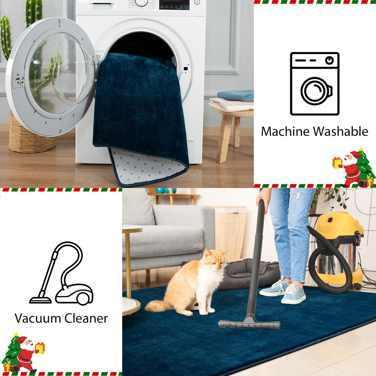 Przemy Washable Runner Rug for Bedroom Living Room, 2x6 Feet Navy Blue Memory Foam Hallway Rugs, Super Soft Modern Indoor Carpet for Bedside Kids Room Boys Girls Dorm Nursery Decor Mat Przemy