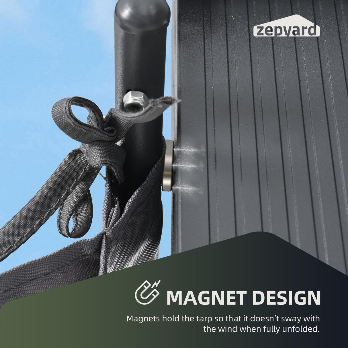 ZEPYARD 10X13 FT Outdoor Pergola, Aluminum Pergola with Sun Shade Retractable Canopy, Patio Retractable Pergola for Deck, Backyard, Grill (Grey) ZEPYARD