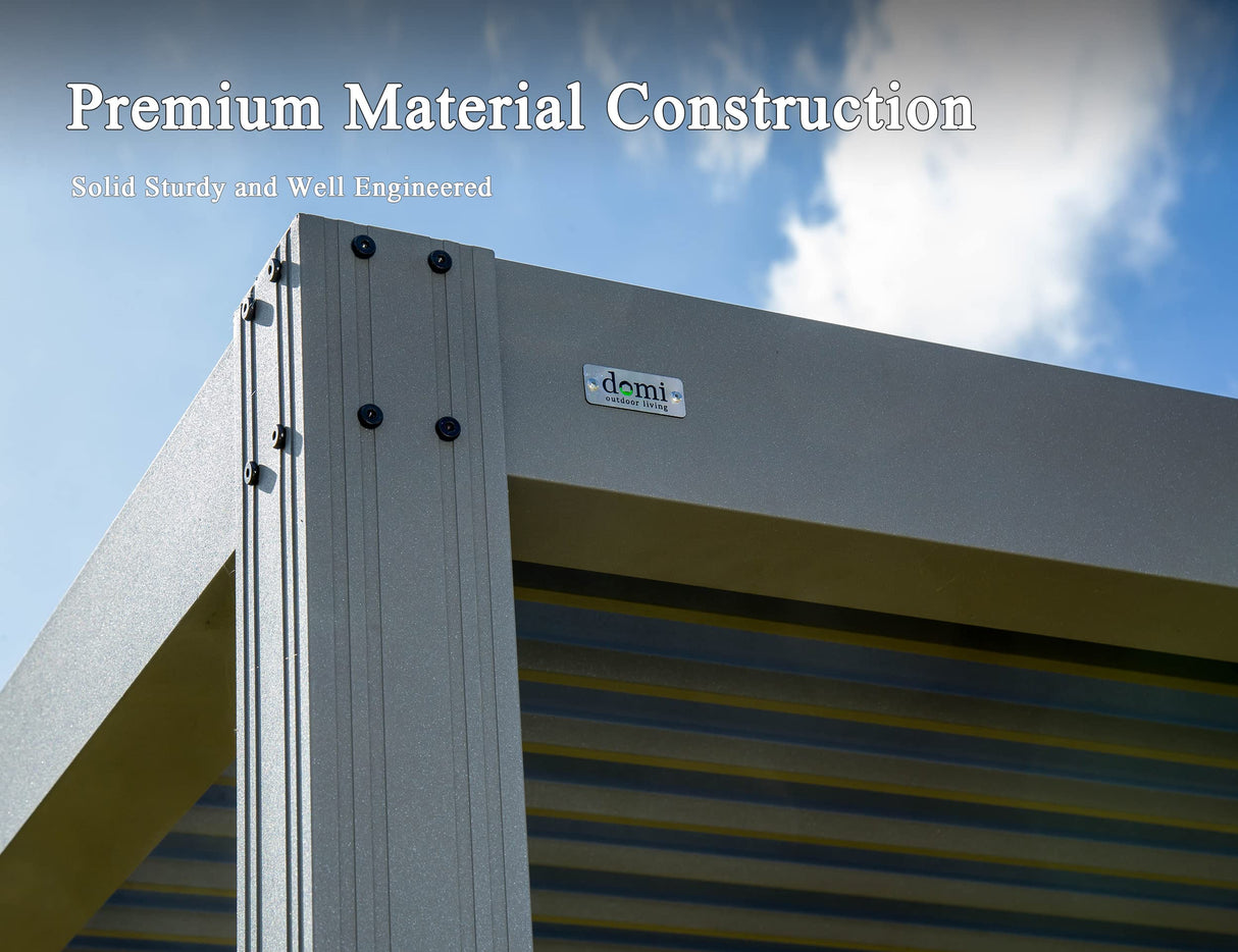 Domi Outdoor Louvered Pergola 12'x16' with Adjustable Aluminum Roof,Grill Gazebo for Patios,Aluminum Frame with Curtains and Mesh for Garden,Patio,Backyard domi outdoor living