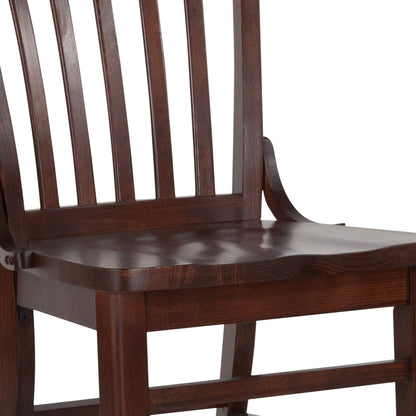 EMMA + OLIVER School House Back Walnut Wood Chair