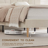 Flolinda Full Size Bed Frame Upholstered Platform with Complete Headboard and Strong Wooden Slats, No Box Spring Needed, Easy Assembly,Beige Flolinda
